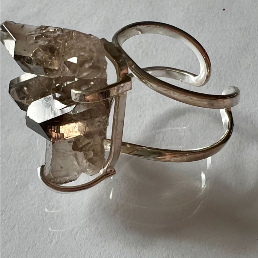 Natural Smoky Quartz, Statement Mineral Ring.
